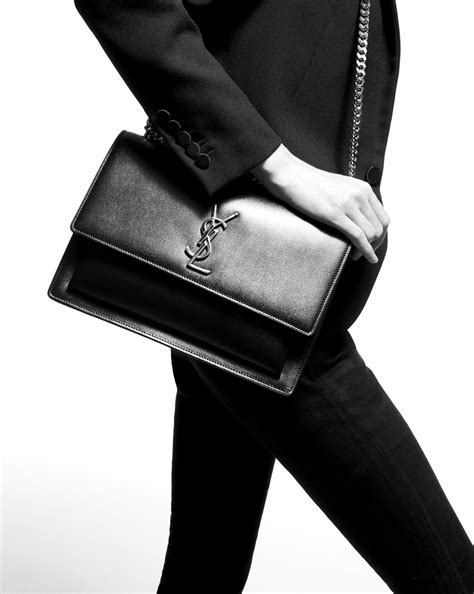 ysl sunset black on black|SUNSET large in smooth leather .